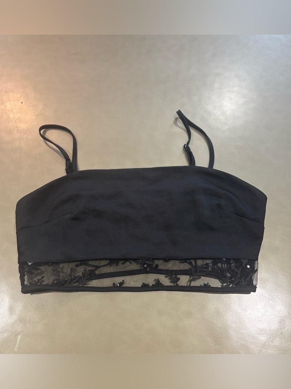 Black Lace Trim Spaghetti Strap Crop Top